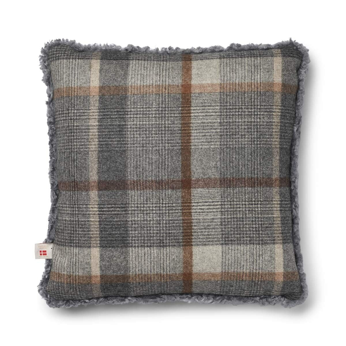 Checked Collection | Ullpute | Korthåret | 52x52 cm Rutet – Grå/Lys grå
