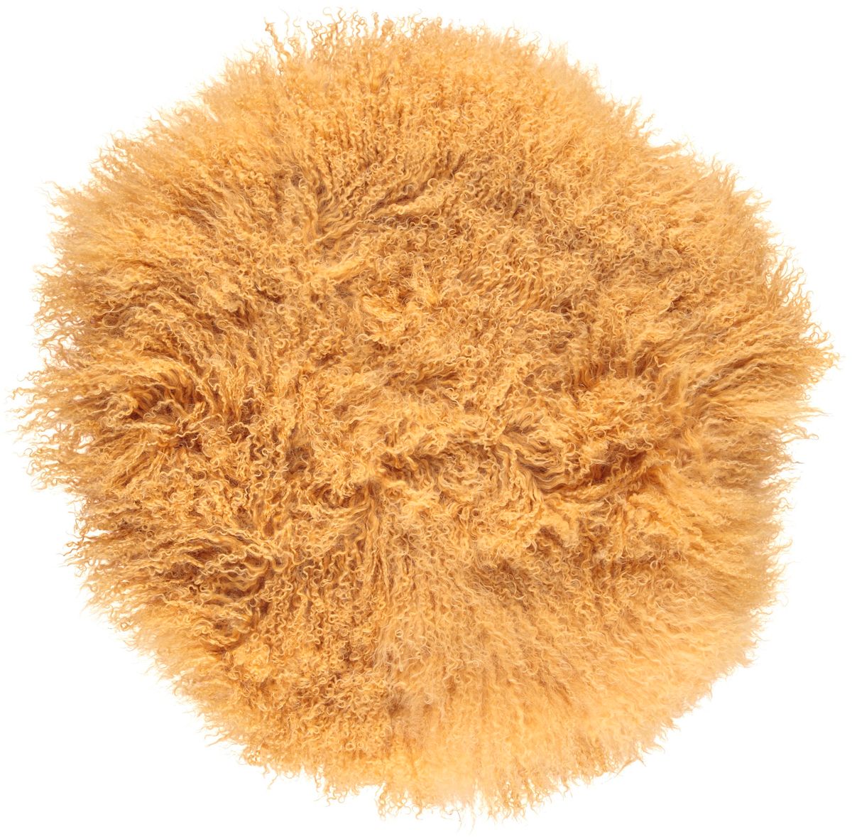 Saueskinnpute | Krøllet | Tibet | Ø45 cm, Ø62 cm & Ø38 cm Gul