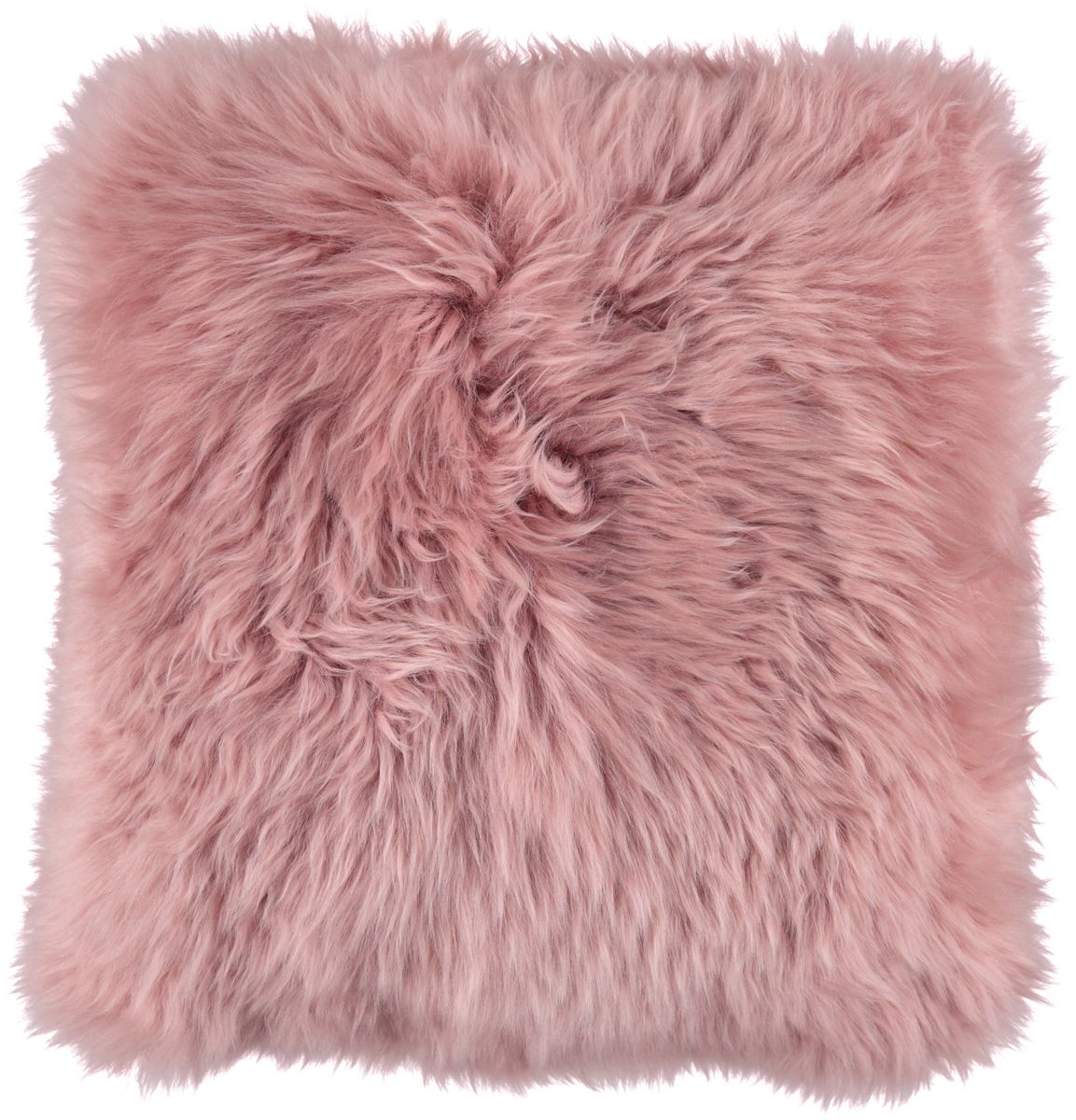 Pute i saueskinn av lang ull Rosa