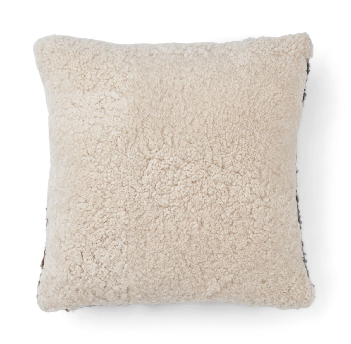 Trefarget saueskinnpute | Korthåret | New Zealand | Dobbeltsidig | 46x46 cm Lysebrun / Grå / Beige