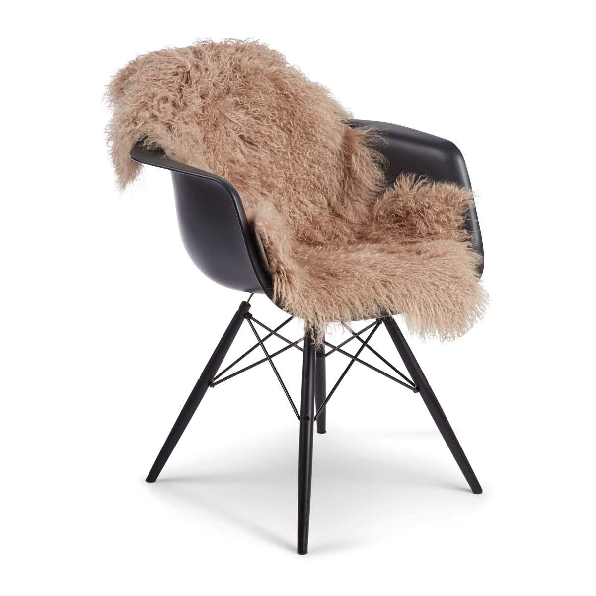 Saueskinn | Krøllet | Tibet | 85x50 cm Varm Sand