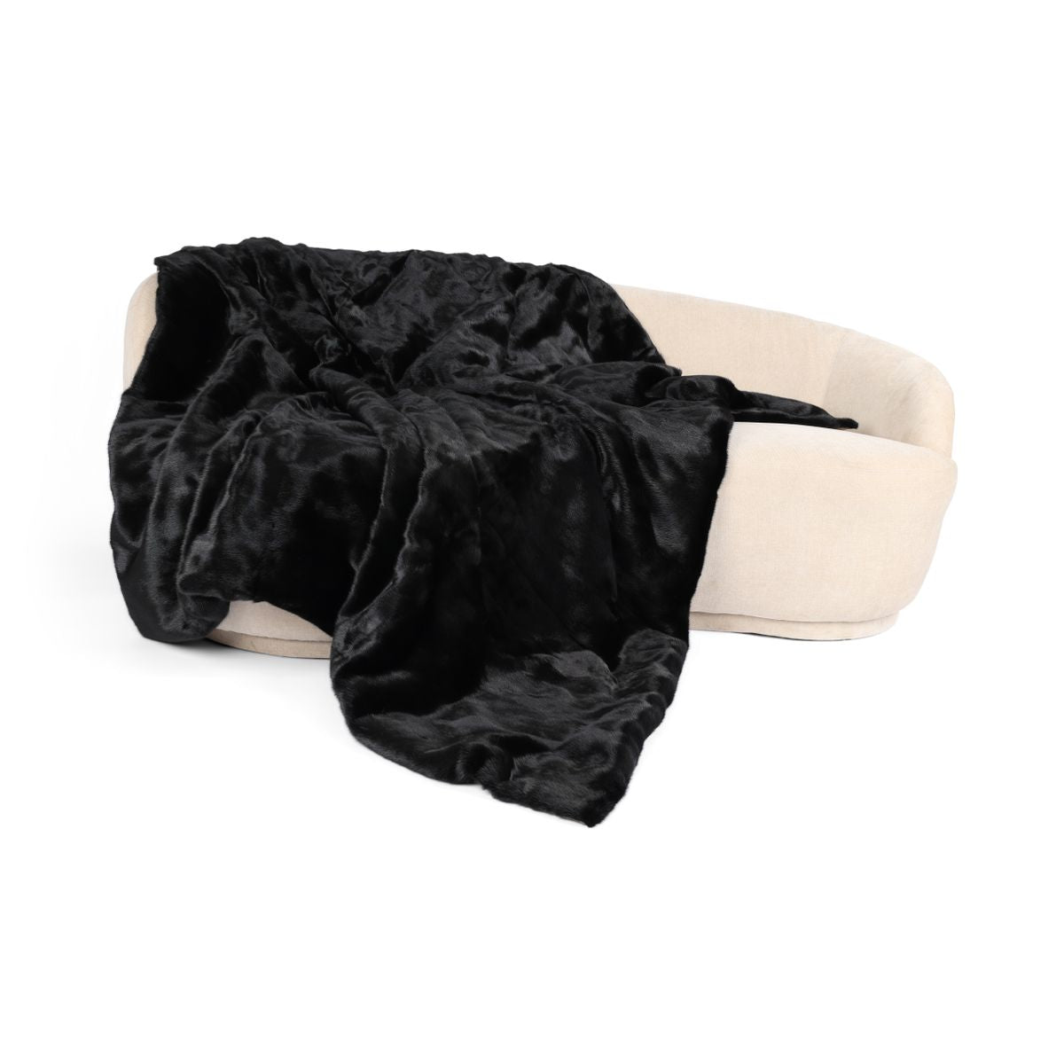 Minkpledd | Kasjmirbakside | Svart | 188x182 cm