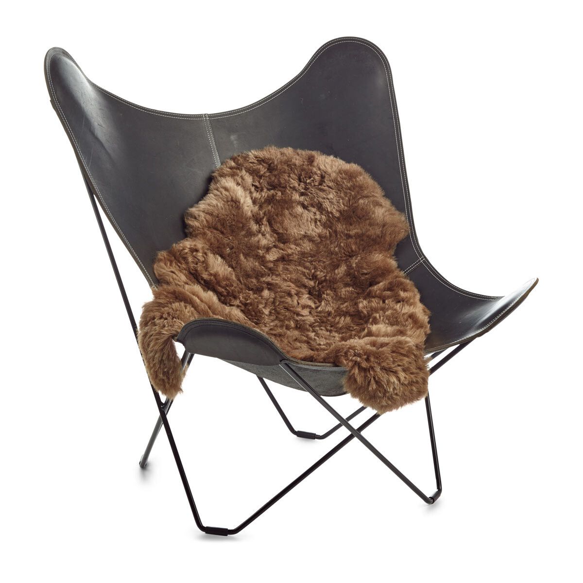 Kort saueskinn i ull 90-100 cm Rustbrun