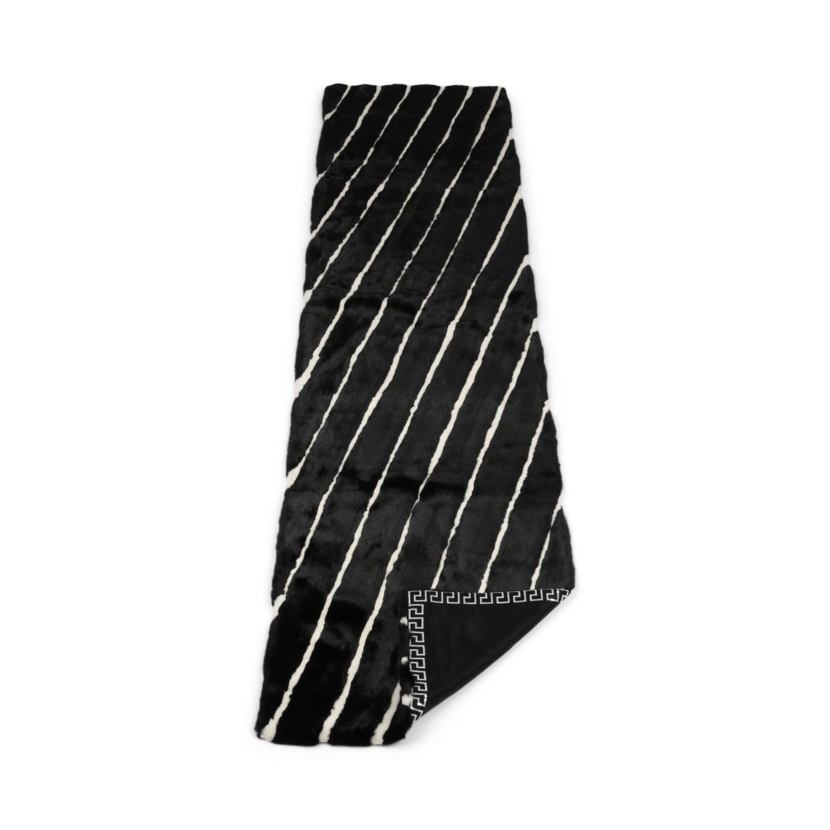 Minkpledd | Bakside i kasjmir | Svart/Hvit | 50x220 cm