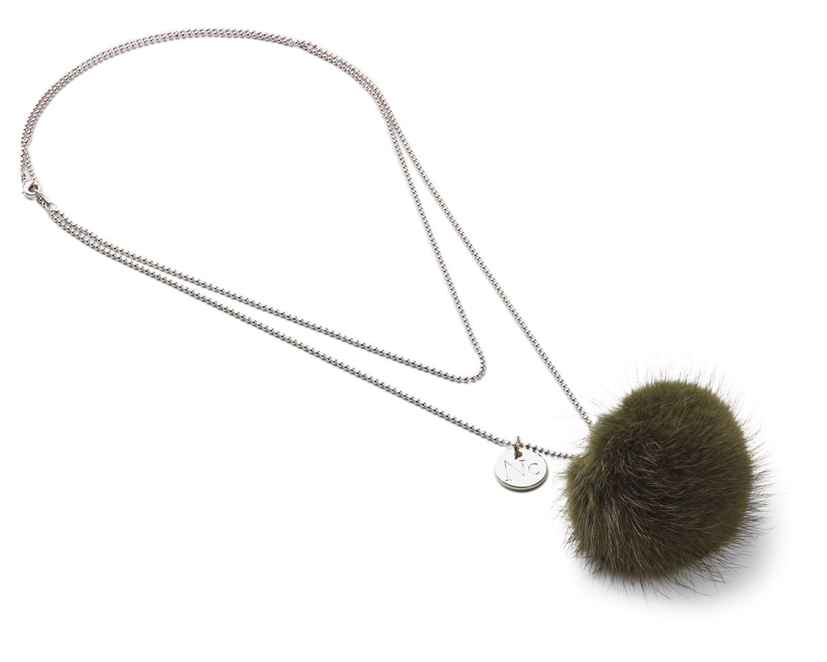 Halskjede Pom Pom Khaki