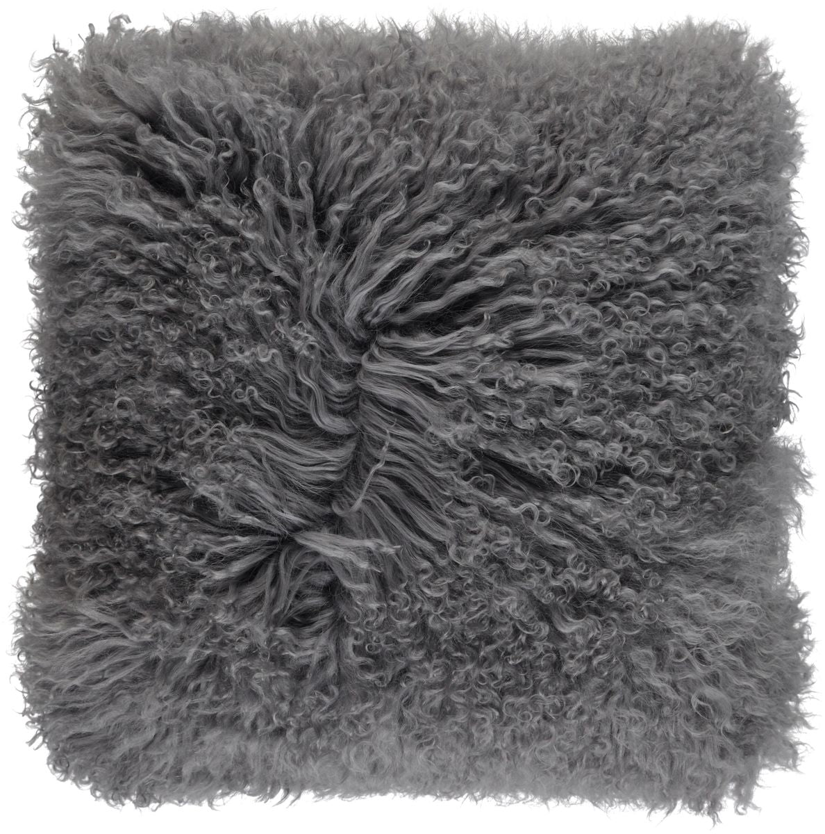 Saueskinnspute | Krøllet | Dobbeltsidig | Tibet | 40x40 cm & 56x56 cm Mørk grå