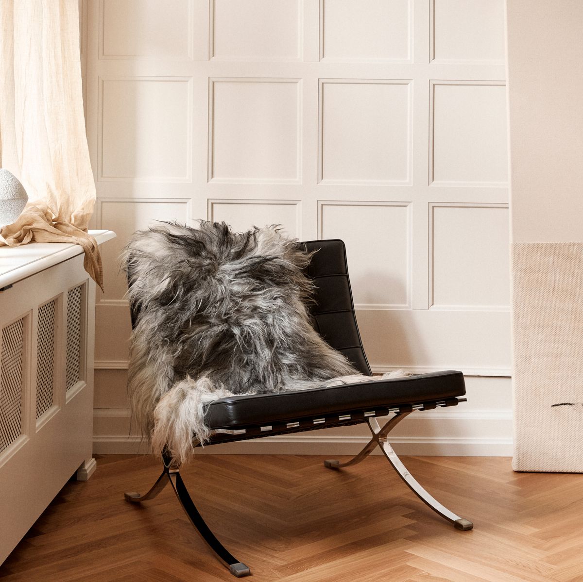 Saueskinn | Langhåret | Island | 120+x60 cm Naturlig Grå