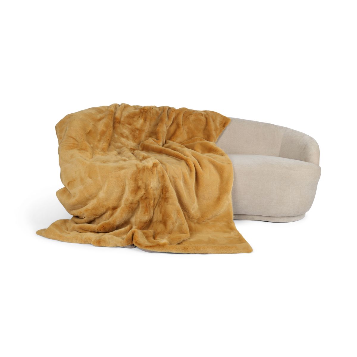Minkpledd | Kasjmirbakside | Mustard | 140x200 cm