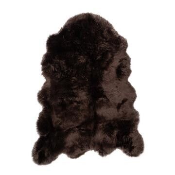 Langt saueskinnteppe i ull 104x150 cm Sjokolade
