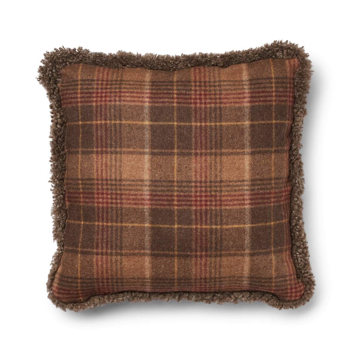 Checked Collection | Ullpute | Korthåret | Dobbeltsidig | 52x52 cm Kakao – Mørkebrun / Lysebrun