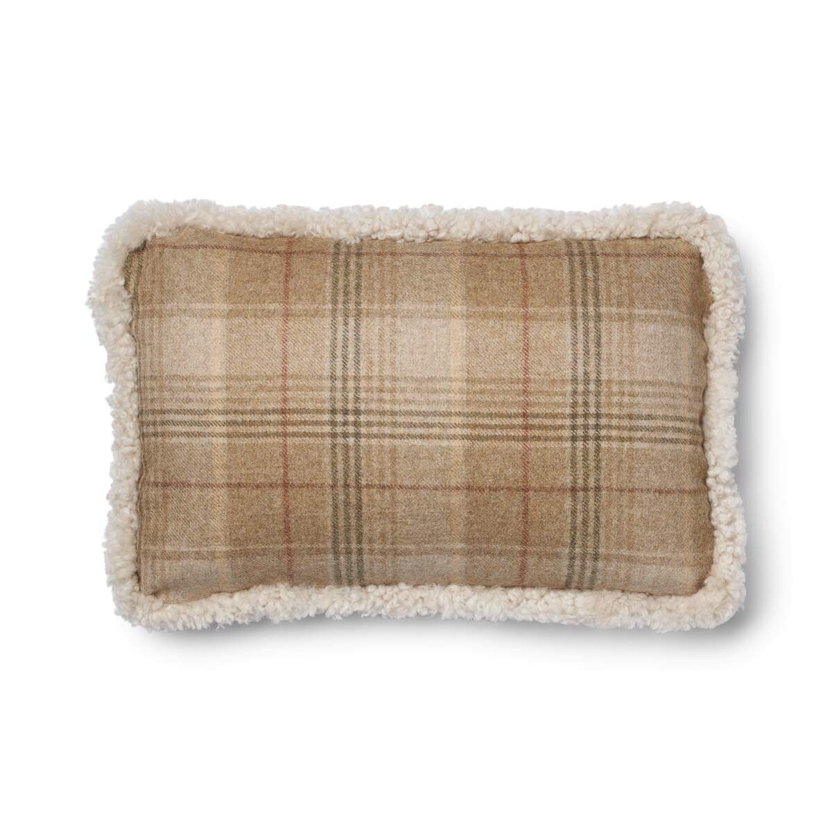 Pute i kort ull av saueskinn Sand-Beige/Pearl