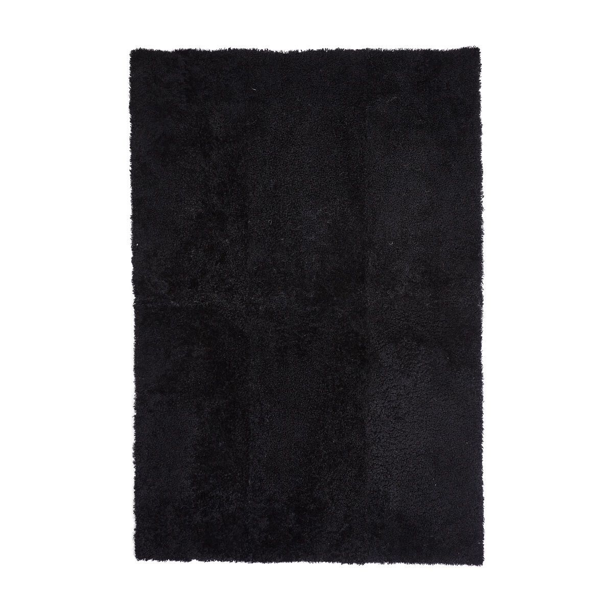 Kort ullteppe i krøllete saueskinn 120x180 cm Svart