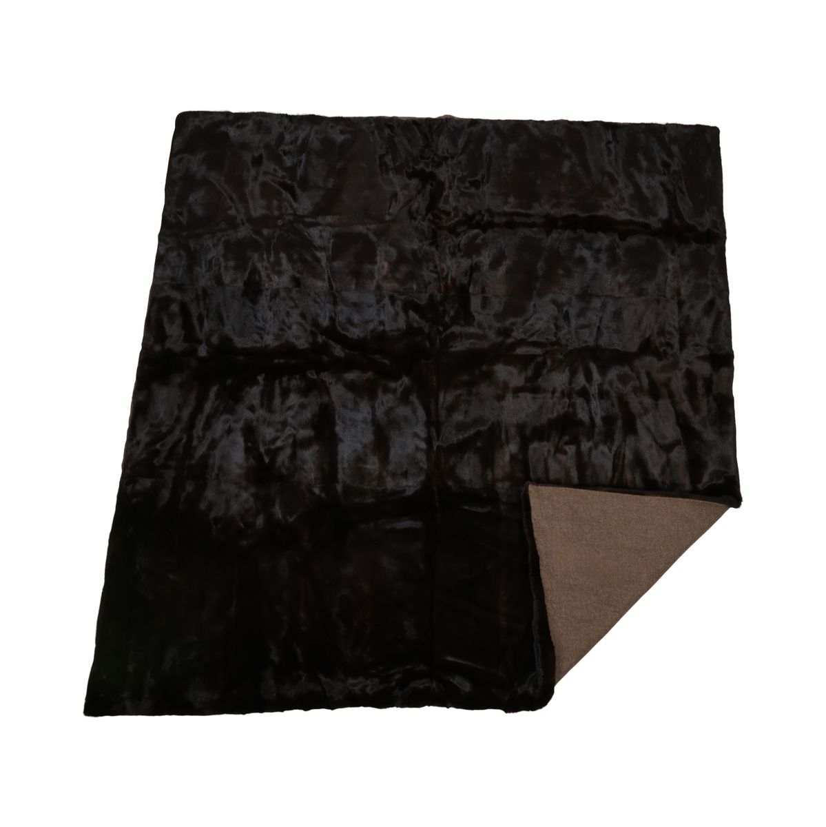 Minkpledd | Kasmirbakside | Naturlig Mørkebrun | 176x205 cm