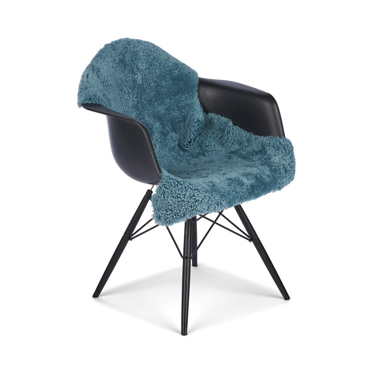 Kort ullkrøllete saueskinnteppe 90 cm Smoke Blue