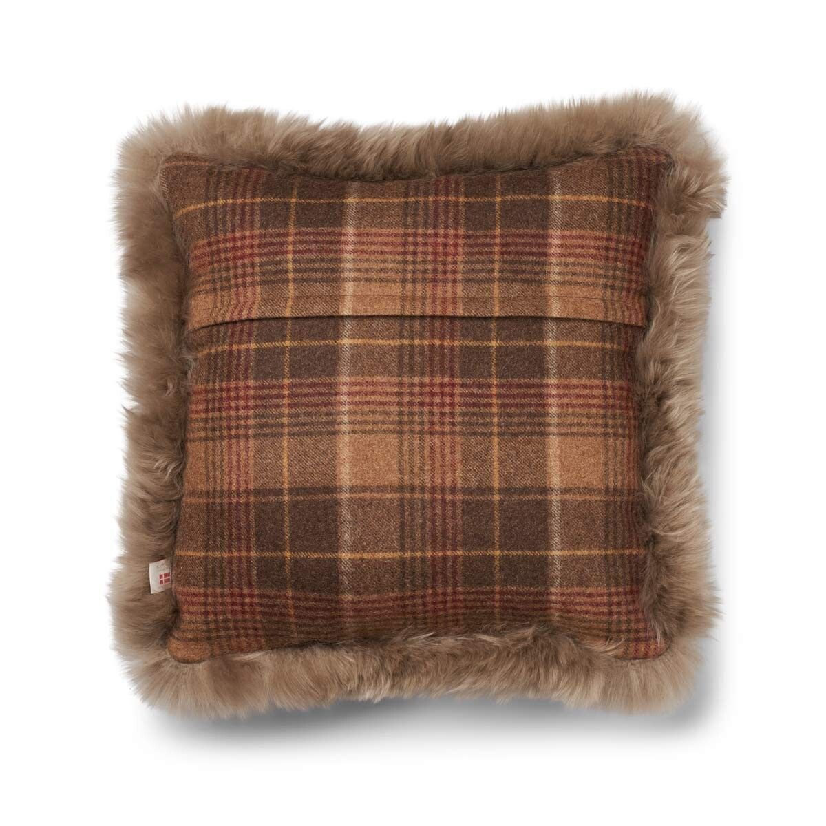 Checked Collection | Ullpute | Langhåret | Dobbeltsidig | 52x52 cm Kakao – Mørkebrun / Lysebrun