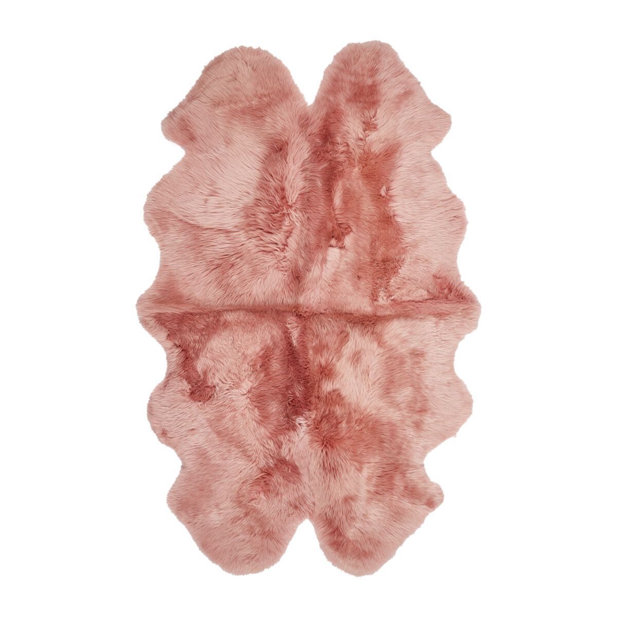 Langt saueskinnteppe i ull 180x110 cm Rosa