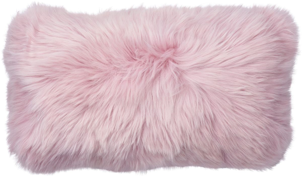 Pute i saueskinn av lang ull Lys Rosa