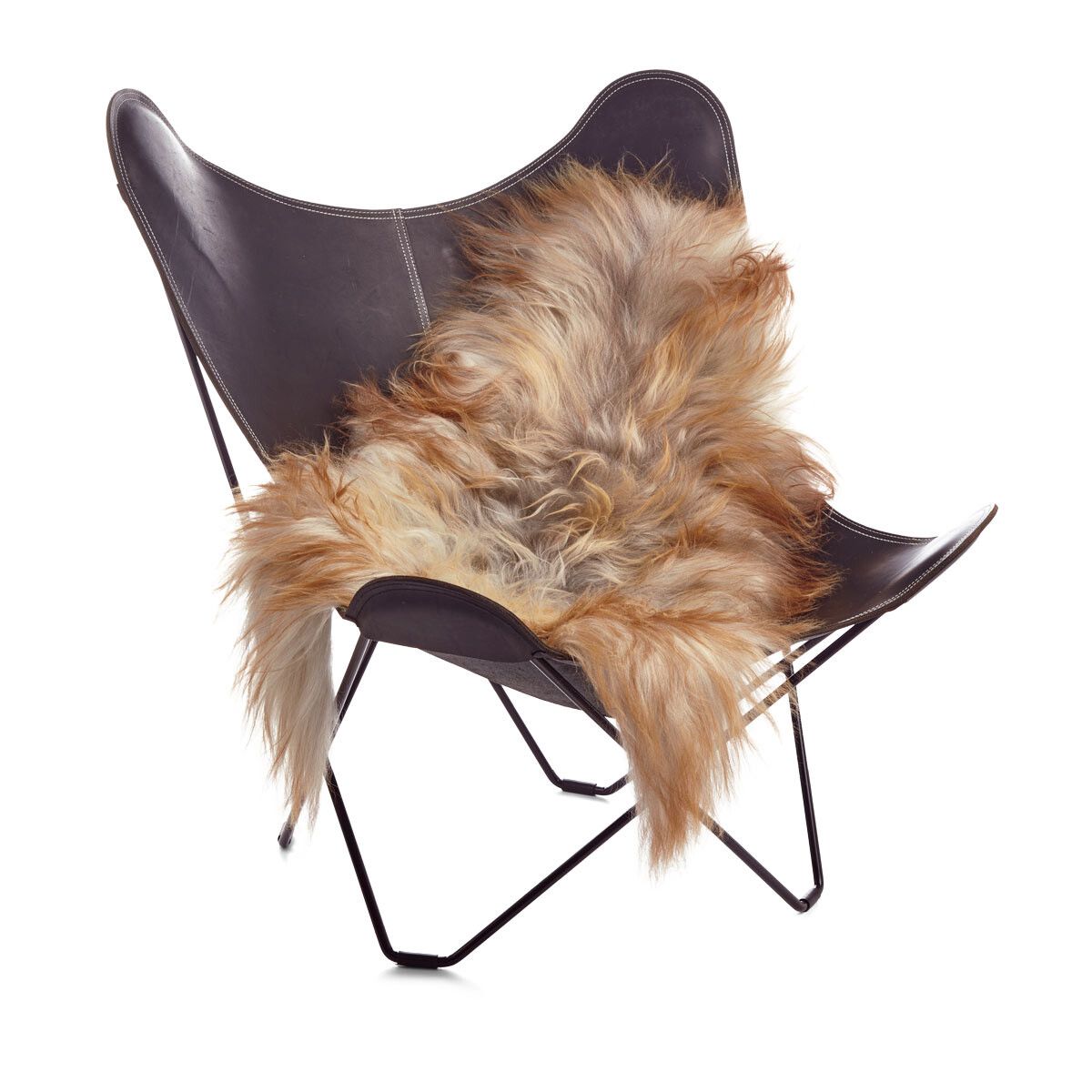 Saueskinn | Langhåret | Island | 90x60 cm Naturlig Grå Karamell