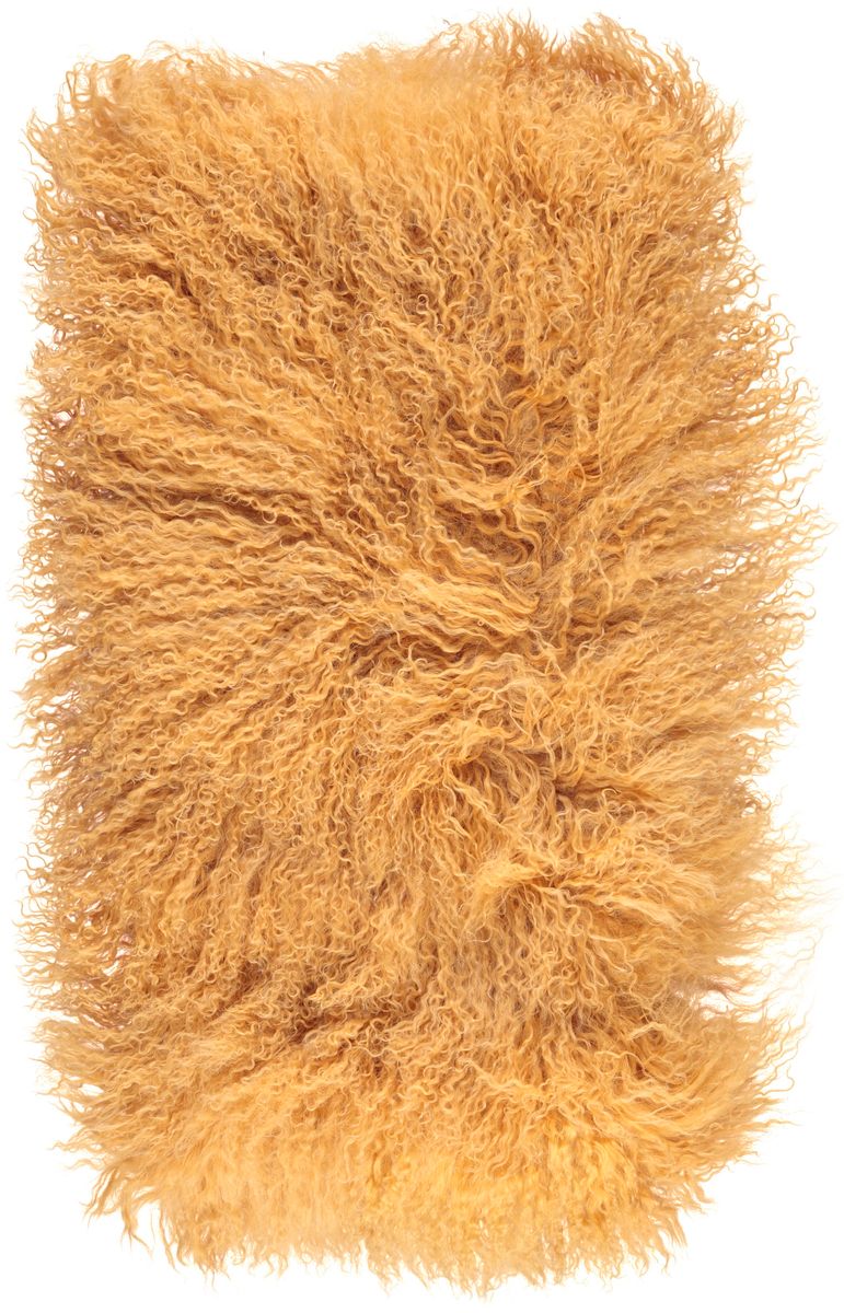 Saueskinnspute | Krøllet | Tibet | 28x56 cm Gul