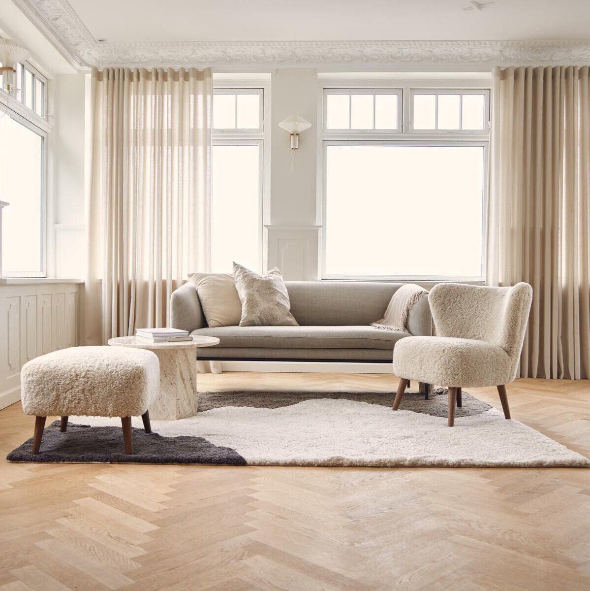 River Designgulvteppe | Korthåret | New Zealand Koksgrå / Beige / Lysebrun