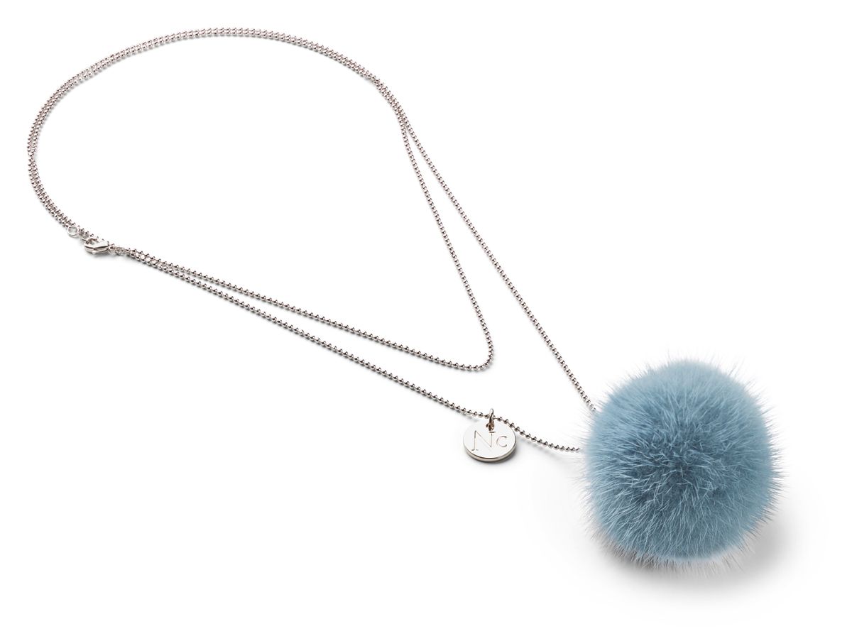 Halskjede Pom Pom Lys himmelblå