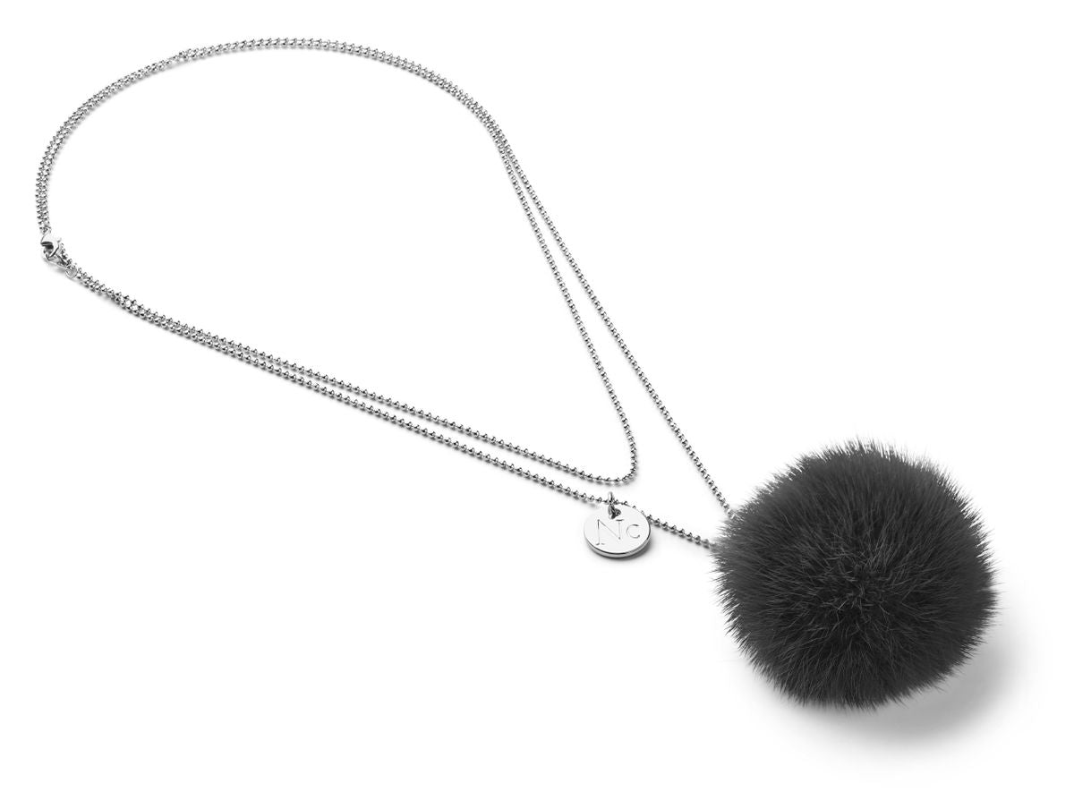 Halskjede Pom Pom Mørk Grå