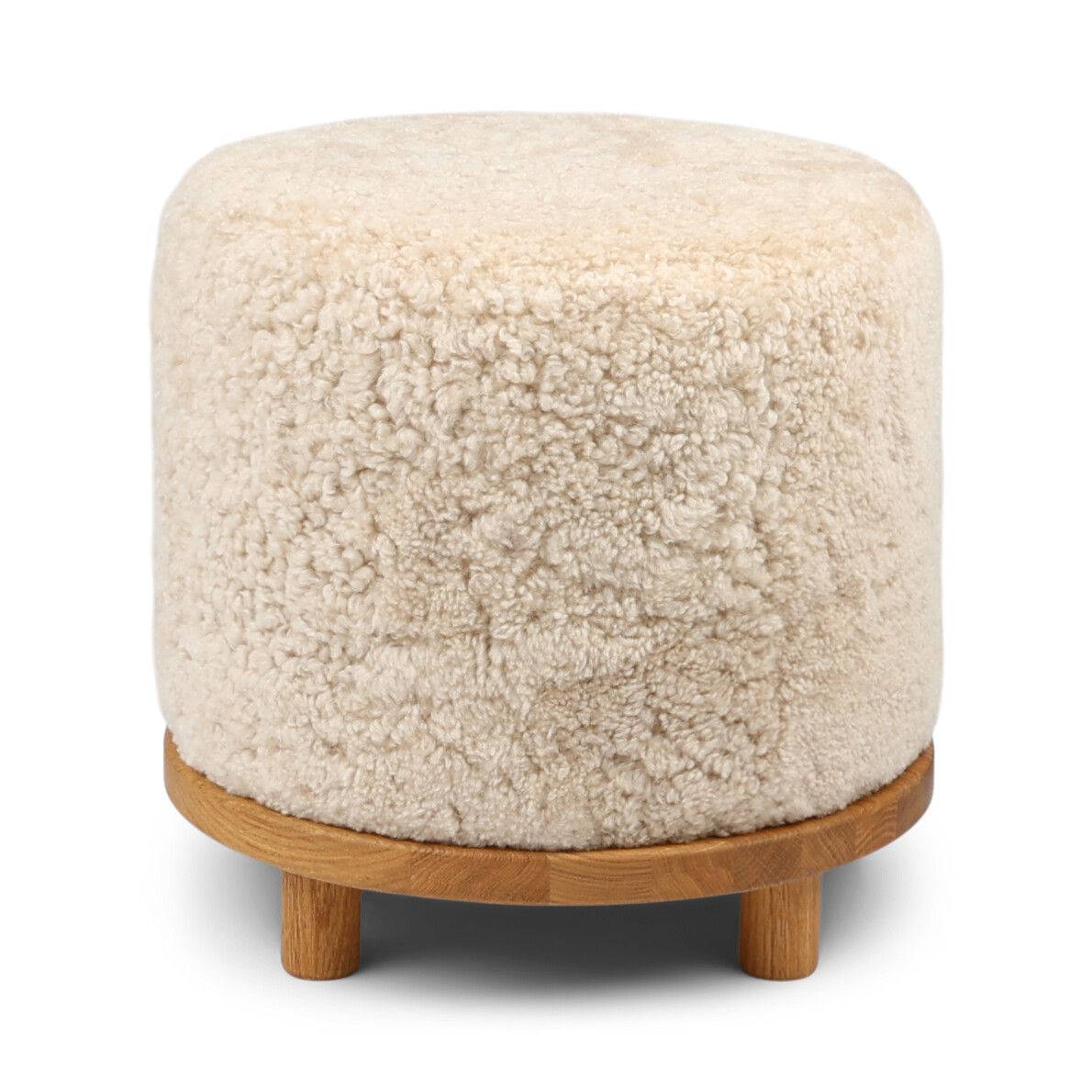 Simon pouf | Korthåret | D46xH42 cm Pearl