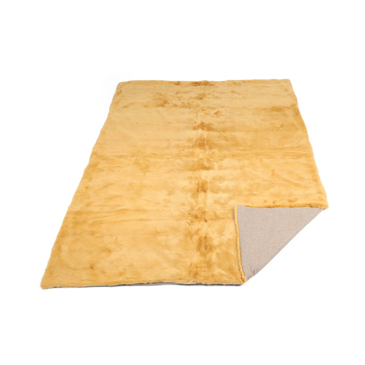 Minkpledd | Bakside i kasjmir | Mustard | 140x200 cm