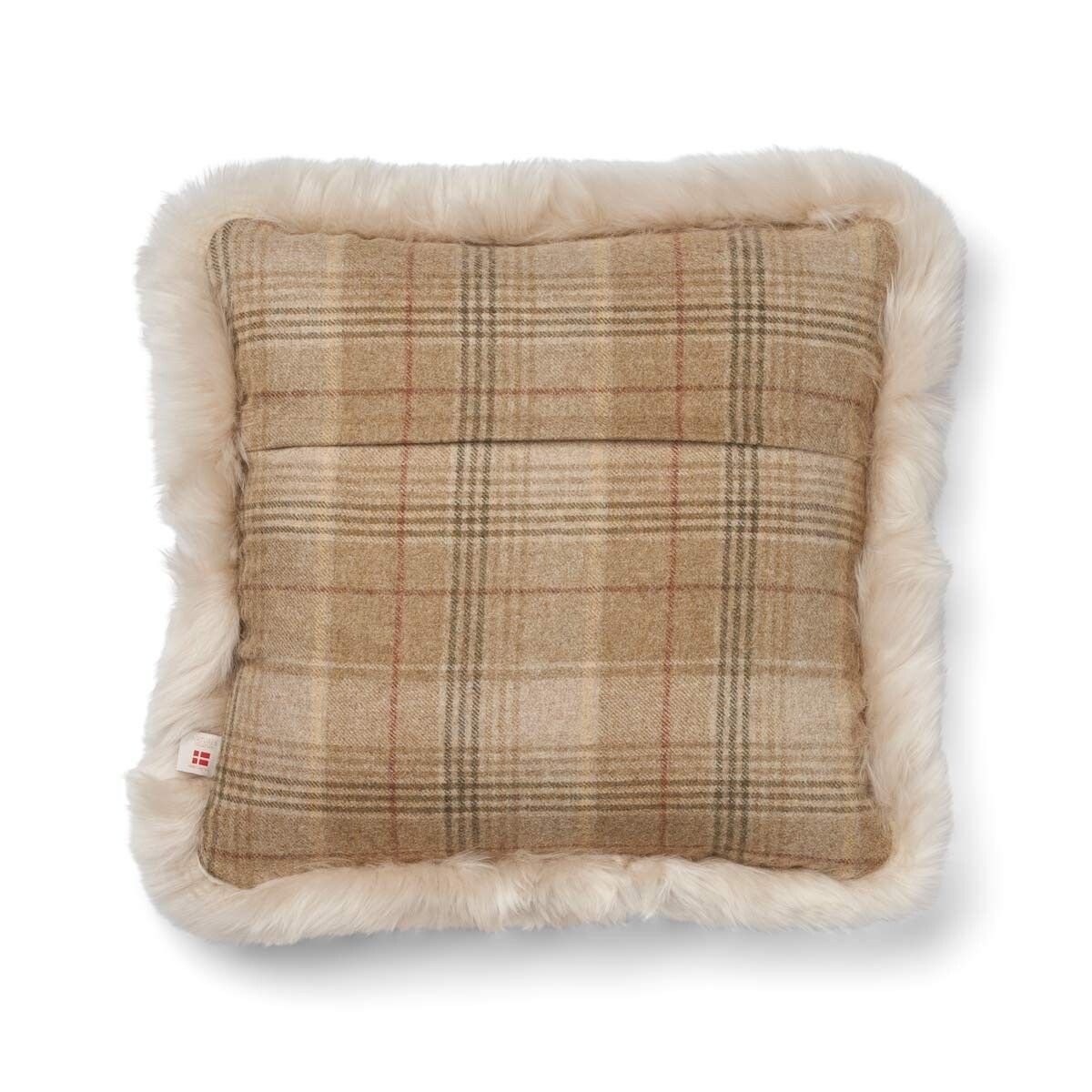 Checked Collection | Ullpute | Langhåret | Dobbeltsidig | 52x52 cm Sand-Beige / Beige