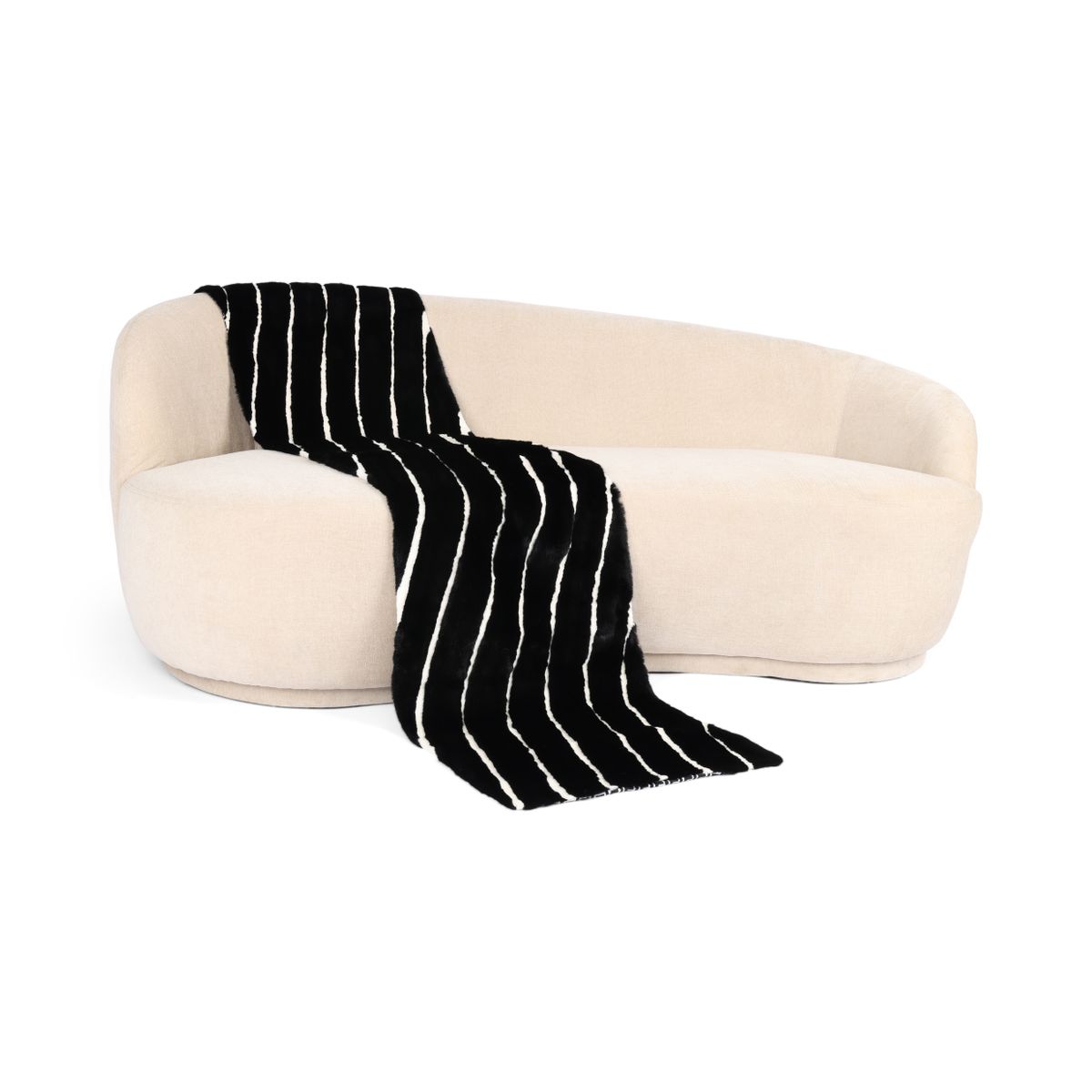 Minkpledd | Kasjmirbakside | Svart/Hvit | 50x220 cm