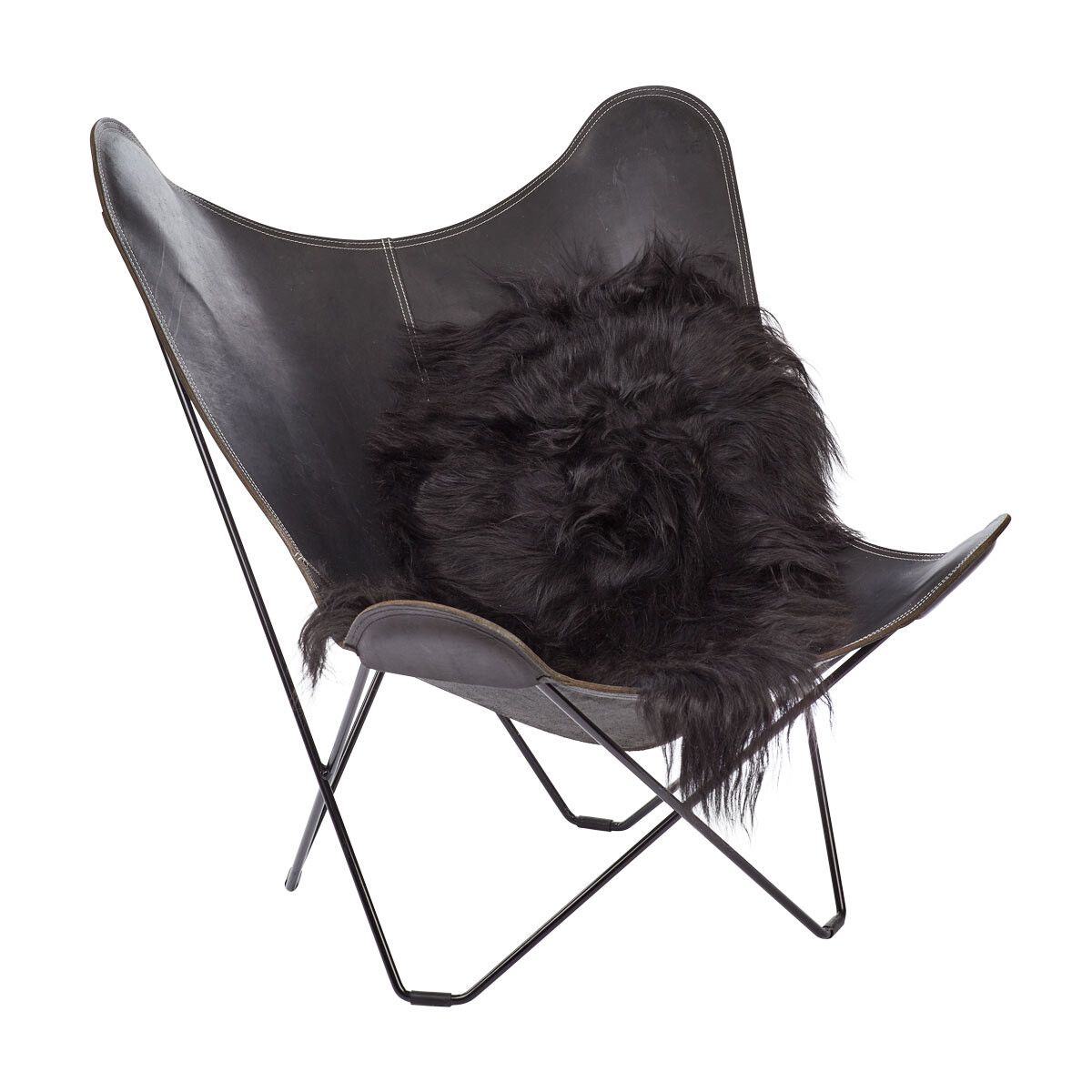 Saueskinn | Langhåret | Island | 120+x60 cm Natursvart