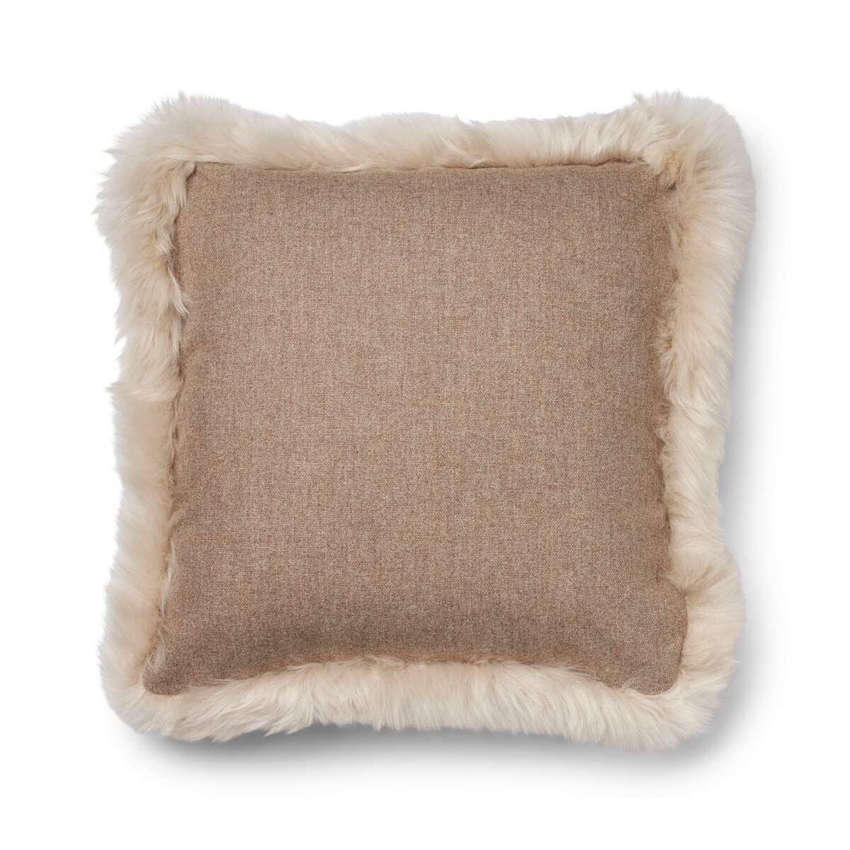 Pute i saueskinn av lang ull Beige/lin