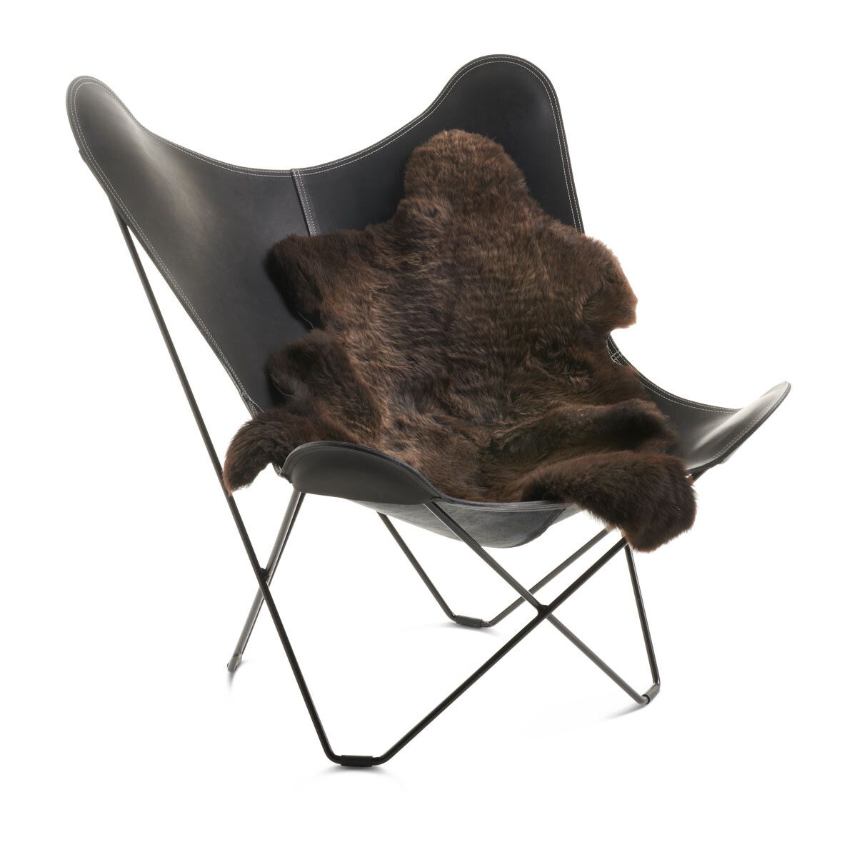 Kort ullteppe i saueskinn 120+ cm