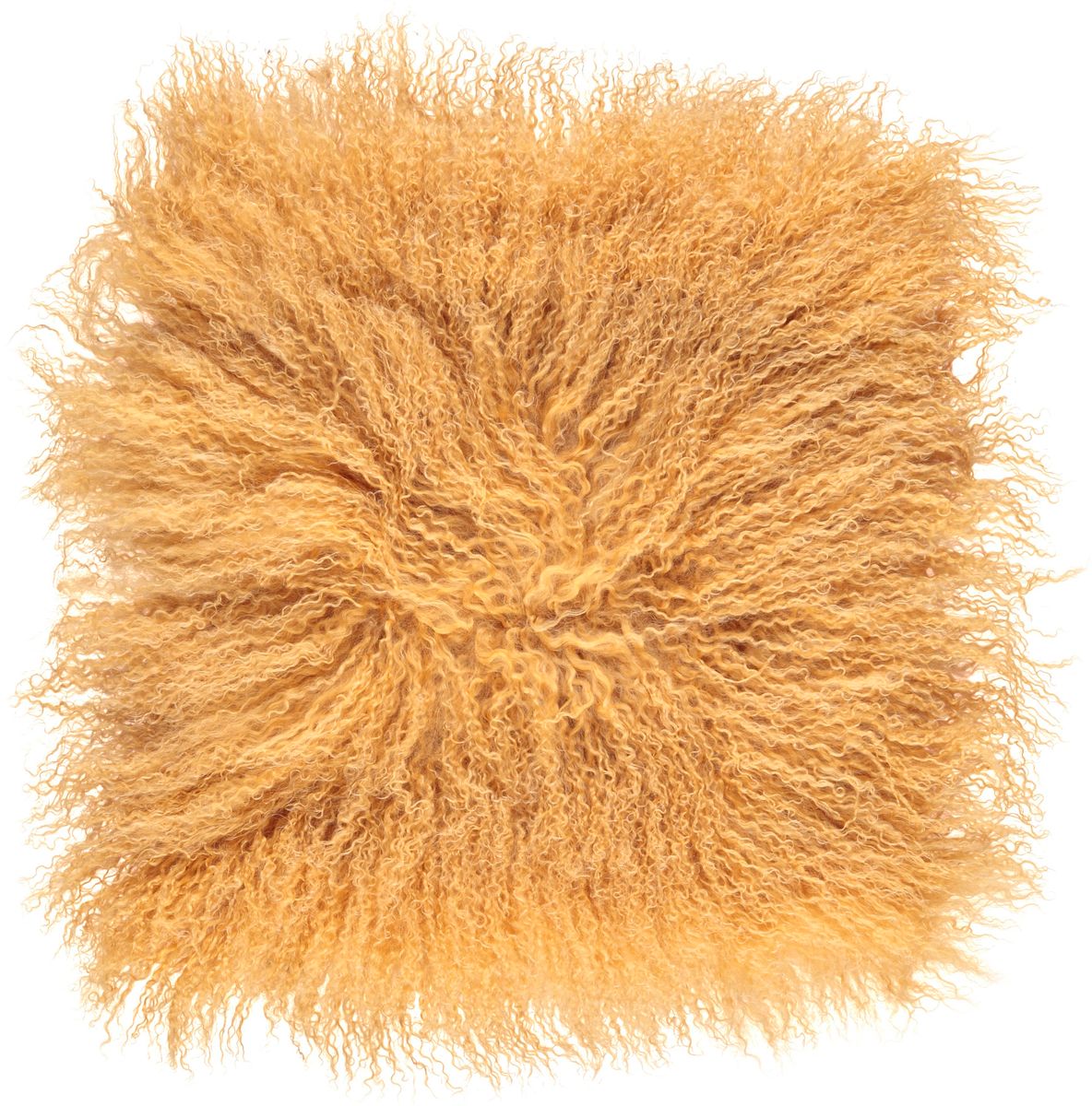 Saueskinnspute | Krøllet | Tibet | 40x40 cm Gul