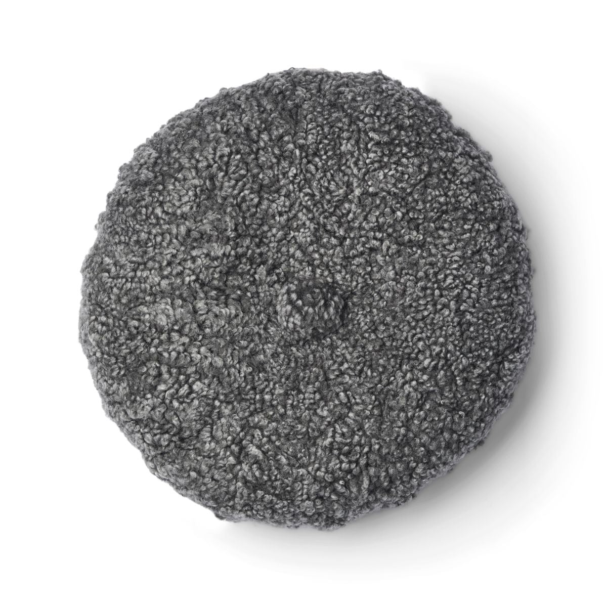 Saueskinnpute | Korthåret | New Zealand | Dobbeltsidig | Ø40 cm Grå