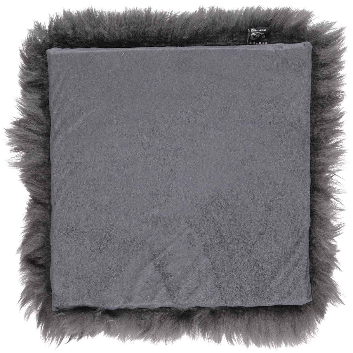 Setepute m/fyll | Langhåret | New Zealand | 37x37 cm Mørk grå