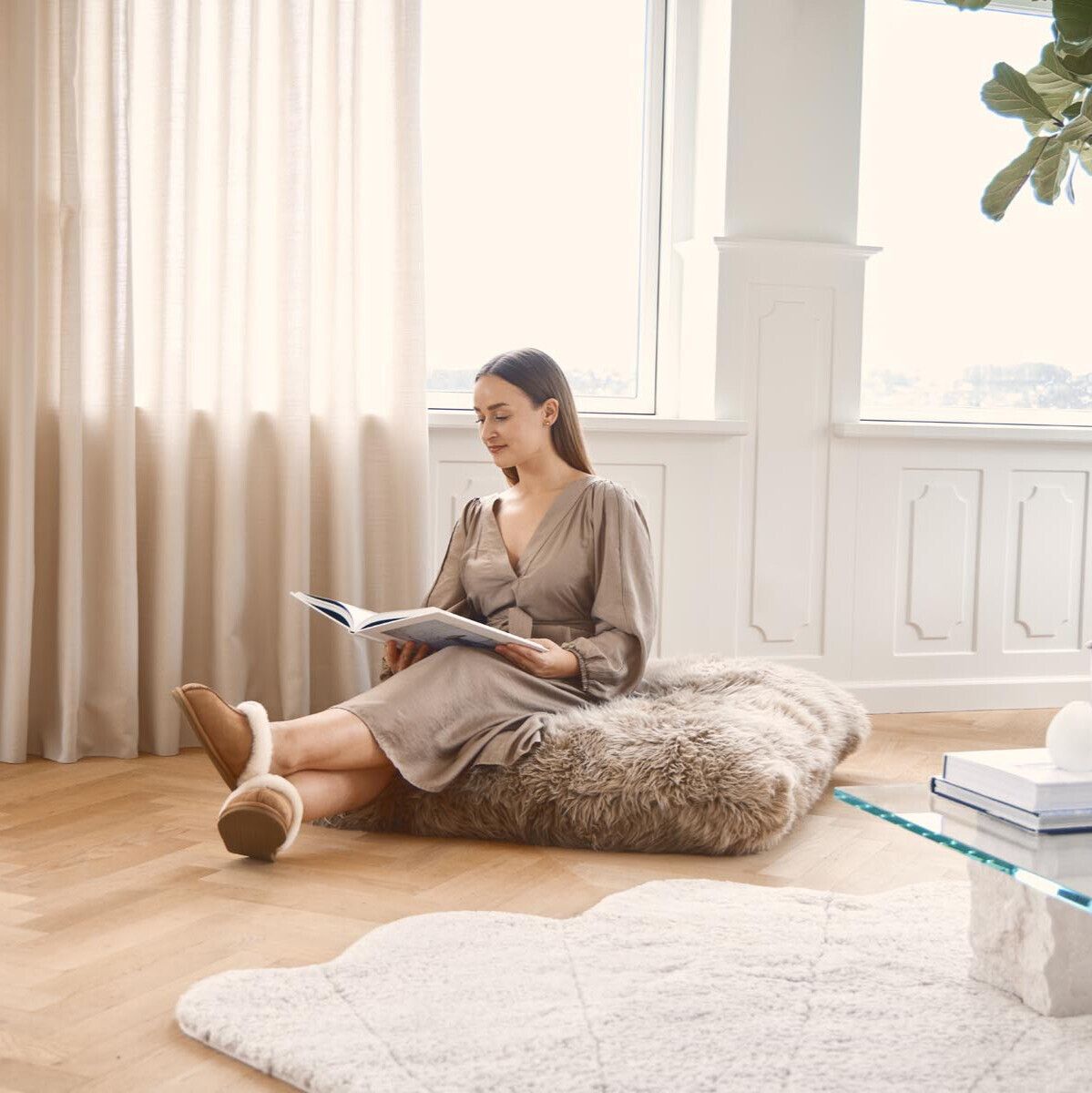 Maxi Float pute | Langhåret | New Zealand | Dobbeltsidig | 90x90 cm Svart