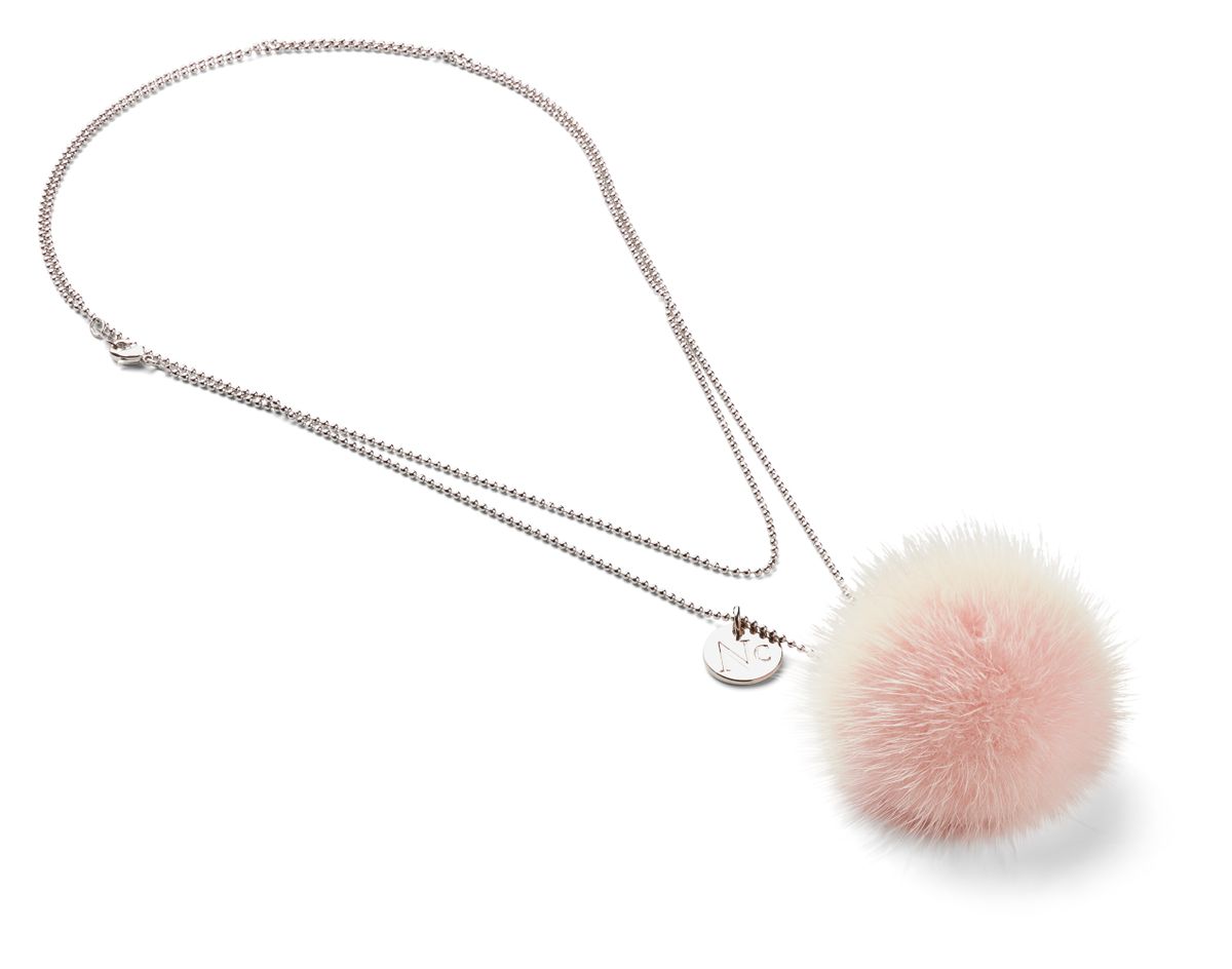 Halskjede Pom Pom Babyrosa