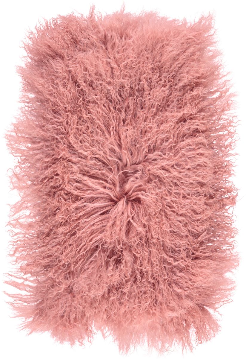 Saueskinnspute | Krøllet | Tibet | 28x56 cm Gammelrosa
