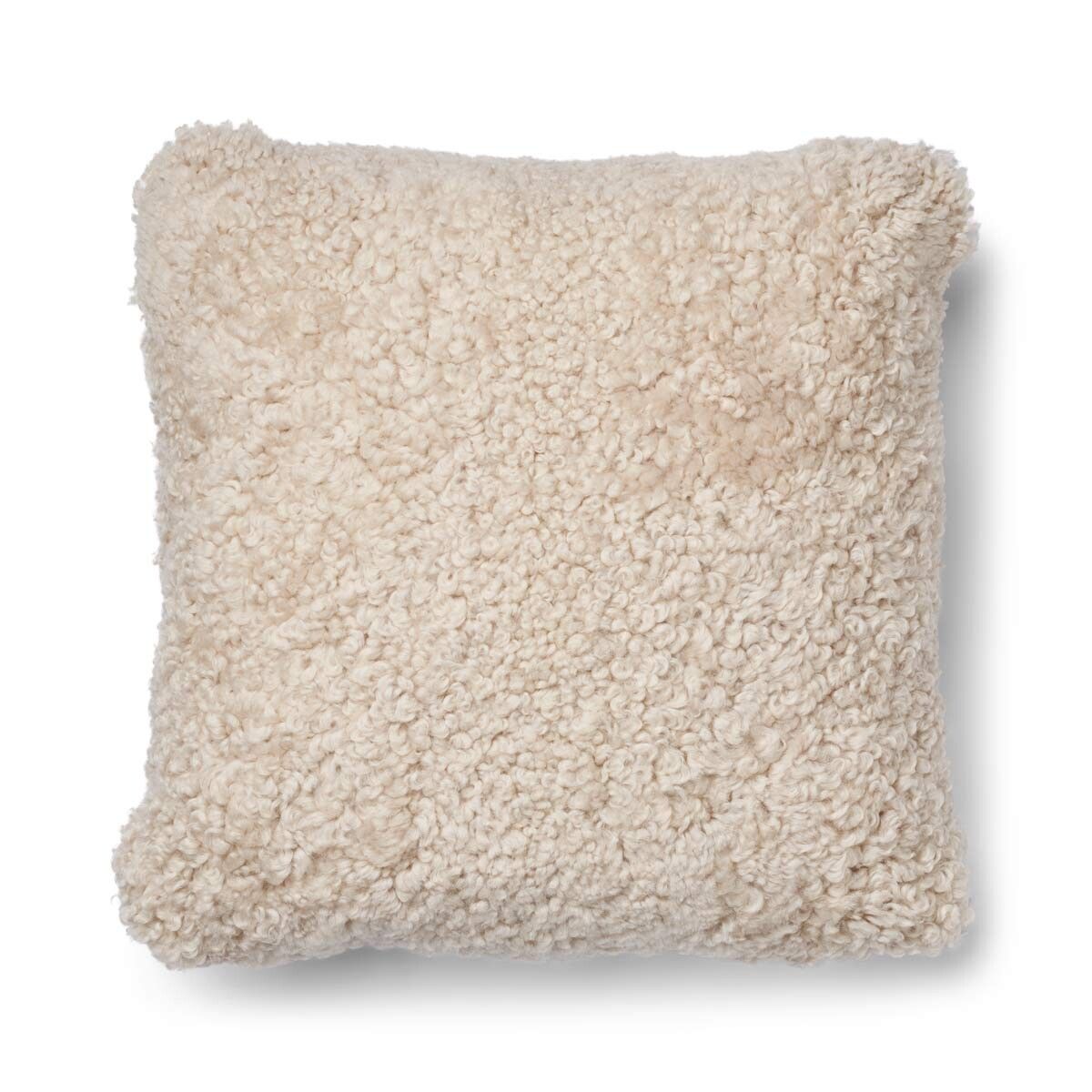 Pute i kort ull av saueskinn Beige/Perle