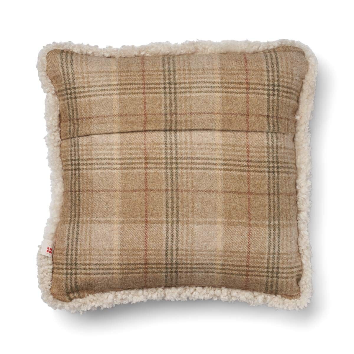 Checked Collection | Ullpute | Korthåret | Dobbeltsidig | 52x52 cm Sand-Beige/Beige