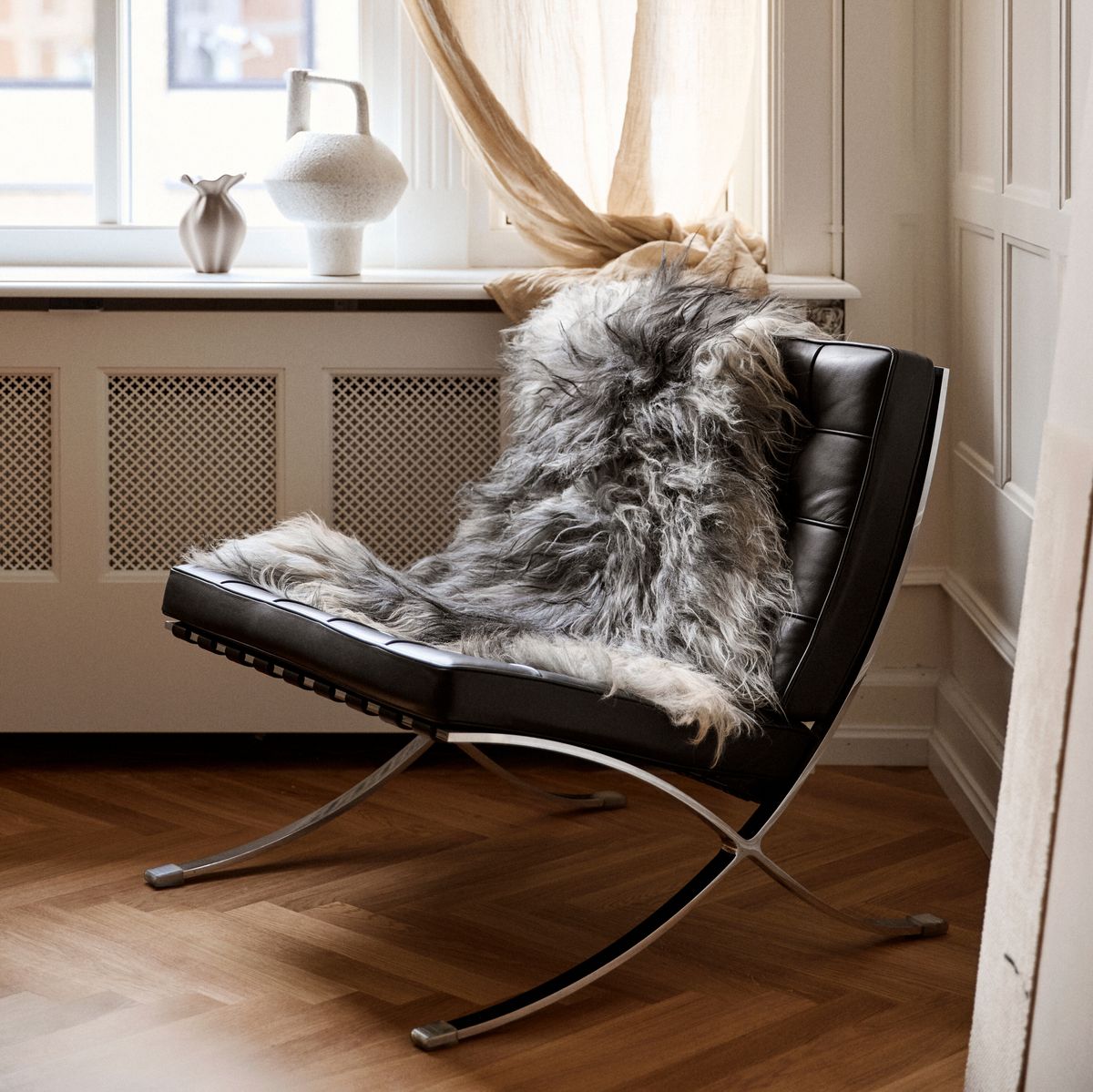 Saueskinn | Langhåret | Island | 90x60 cm Naturlig Grå
