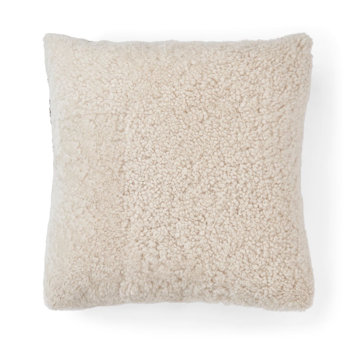 Trefarget saueskinnpute | Korthåret | New Zealand | Dobbeltsidig | 46x46 cm Taupe / Beige / Hvit