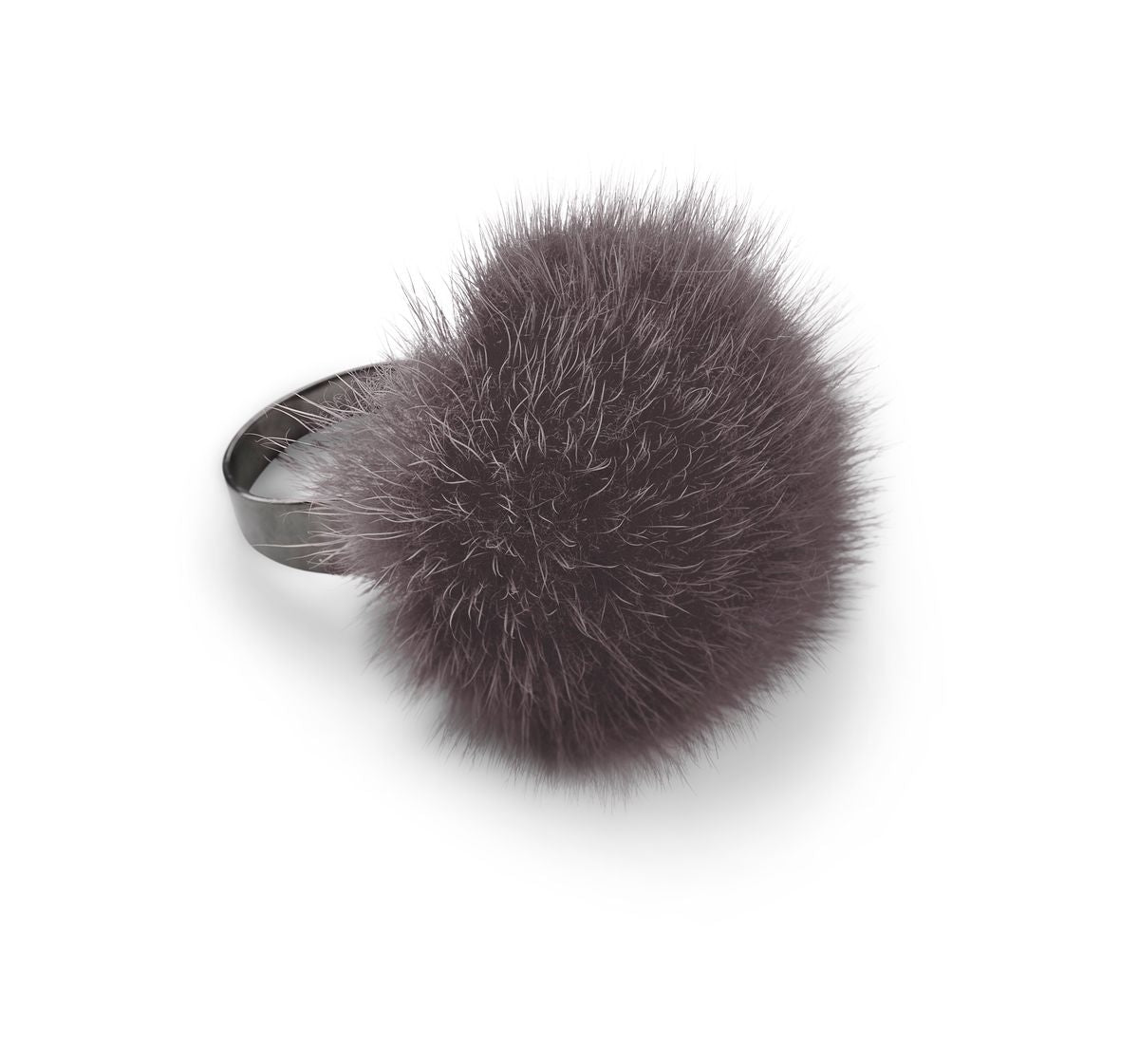 Ring Pom Pom Mørk Grå