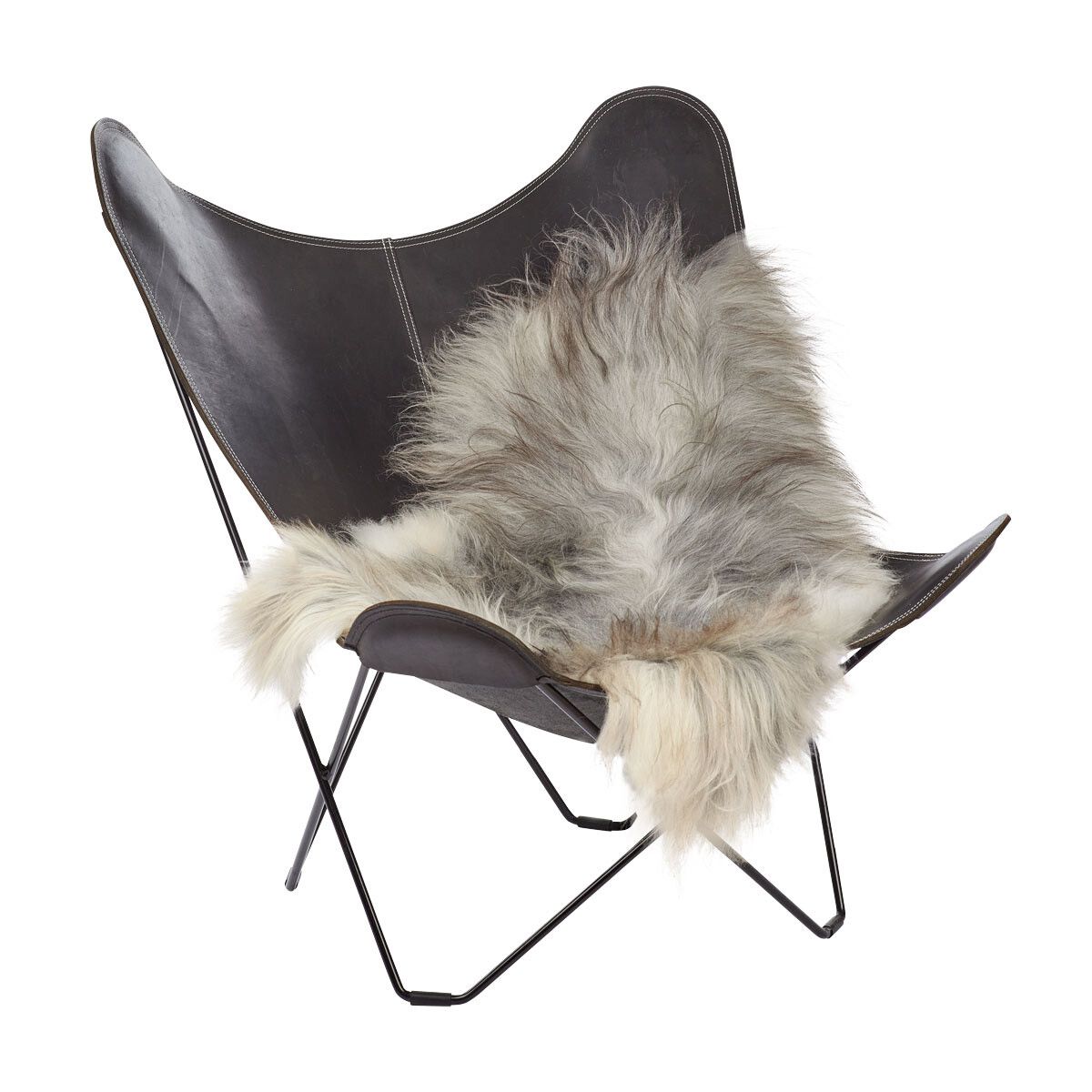 Saueskinn | Langhåret | Island | 120+x60 cm Naturlig Grå