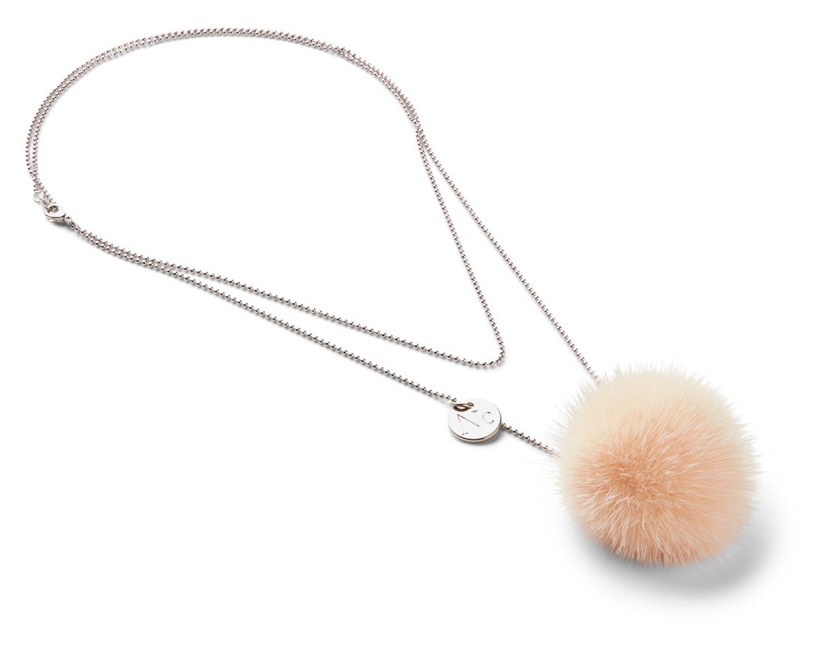 Halskjede Pom Pom Ferskenrosa