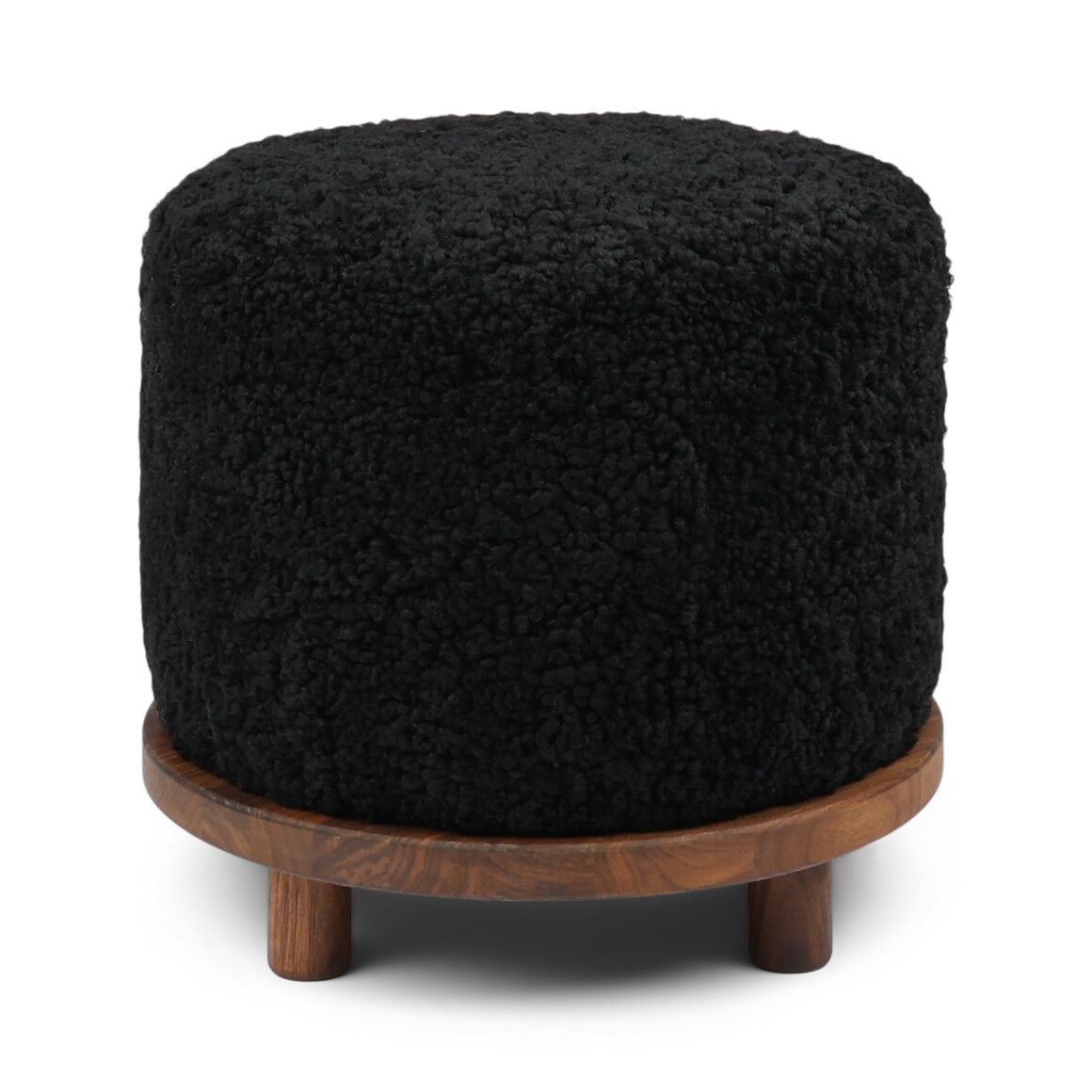 Simon pouf | Korthåret | D46xH42 cm Svart