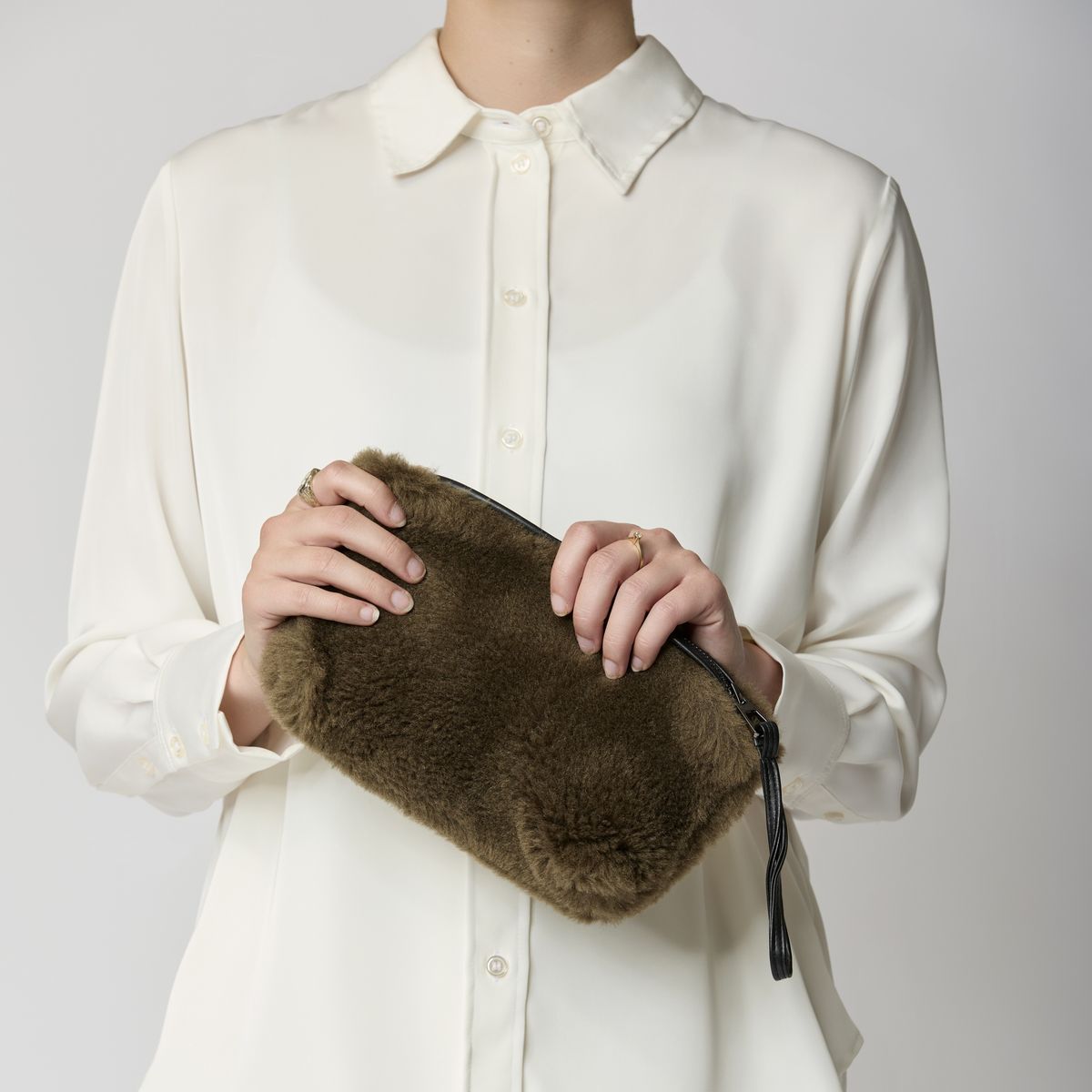 Nelly clutch Brunt Lær