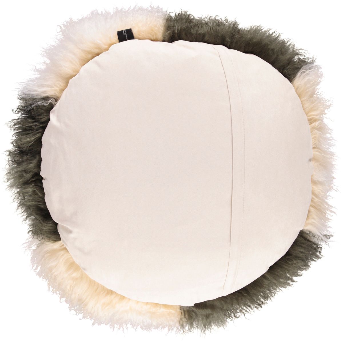 Saueskinnpute | Krøllet | Tibet | Ø45 cm, Ø62 cm & Ø38 cm Gyllenhvit / Mørkegrønn