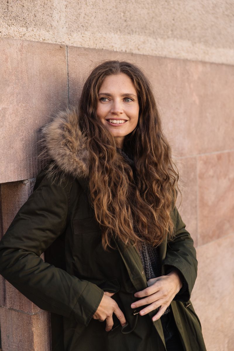 Petra jakke Hekk Grønn/Naturlig Brun